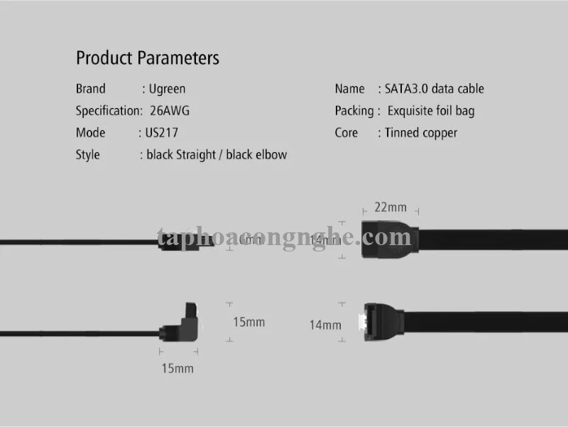 Ugreen 30796 0.5M màu Đen Cáp truyền dữ liệu SATA 3.0 cao cấp US217 30030796